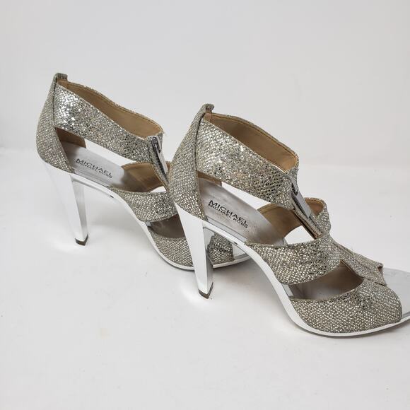 Michael Kors Metallic Strappy Pumps - 6 - Picture 5 of 6